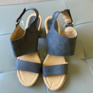 Dusty blue suede heels